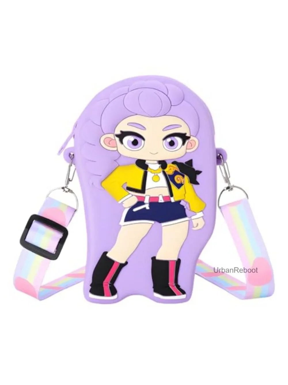 Kawaii K-pop Anime Silicone Mini Crossbody Bag with Zipper & Lanyard